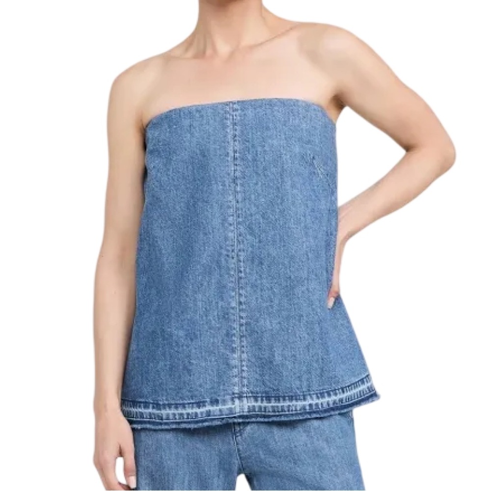 Rag & Bone Ultra Featherweight Aurora Denim Strapless tube Top